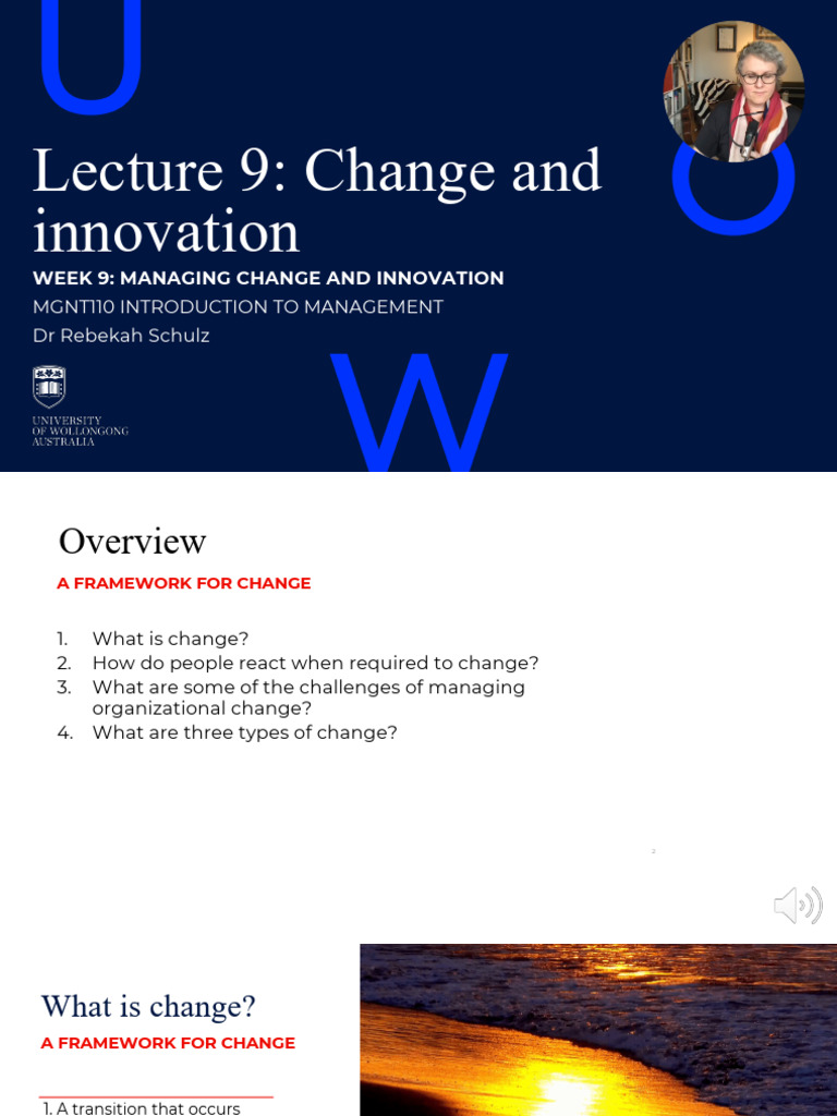 Lecture 9 Managing Change and Innovation - MGNT110 and MGNT208 | PDF ...