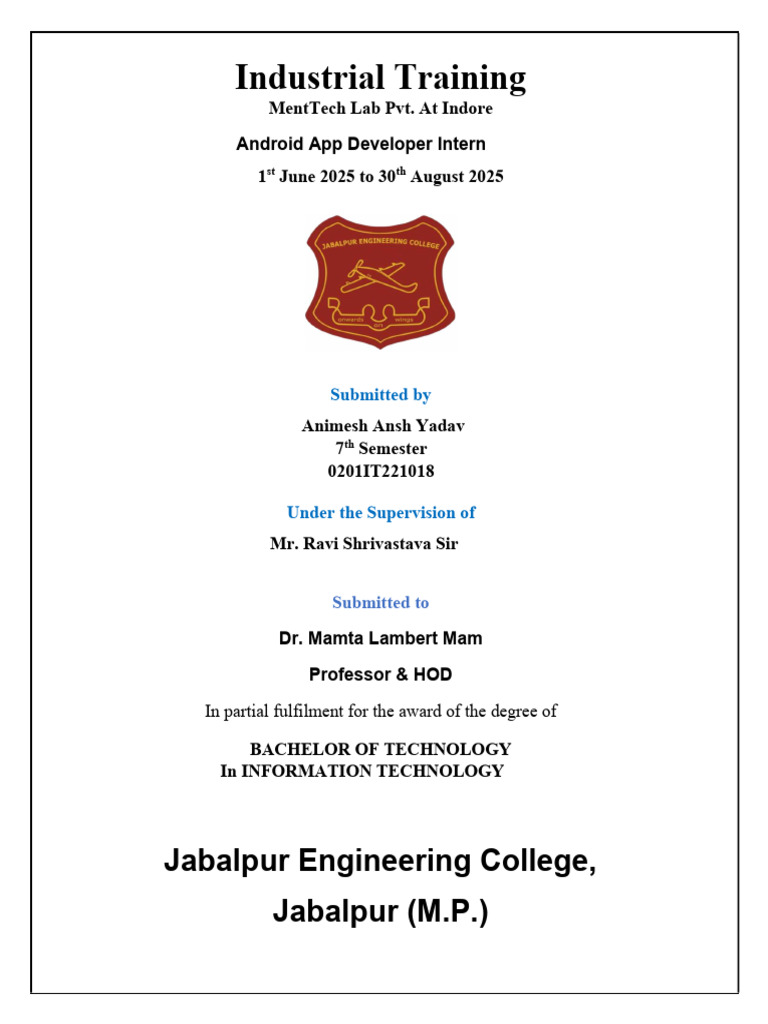 Internship Report: Mobile App Development | PDF | Information ...