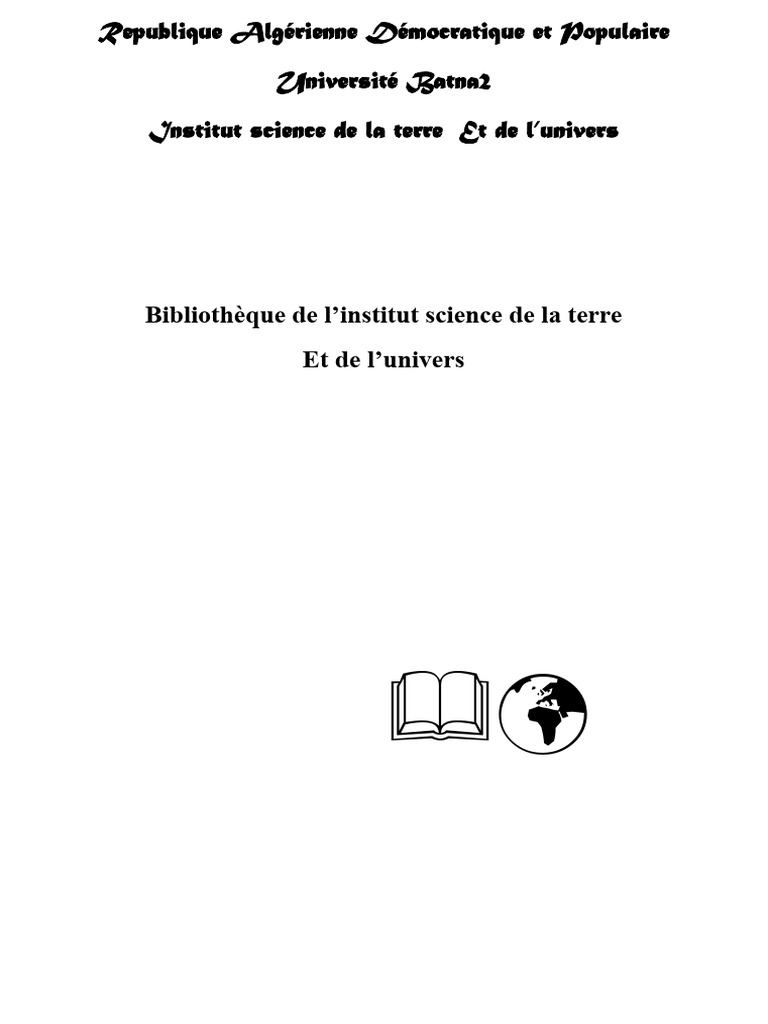 Catalogue des livres en sciences de la Terre | PDF | Sciences de la ...