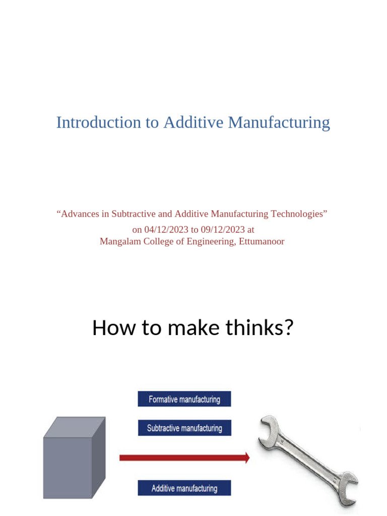 Introduction to Additive Manufacturing | PDF | 3 D Printing | Secondary ...