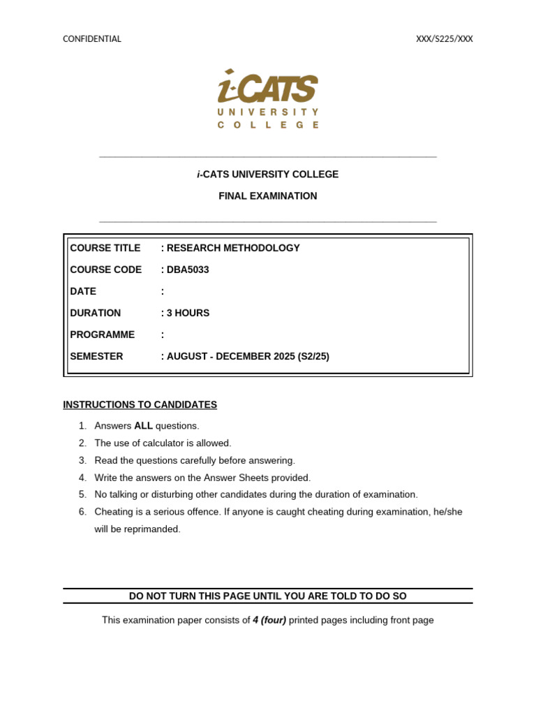 Research Methodology Exam Paper | PDF | Methodology | Qualitative Research