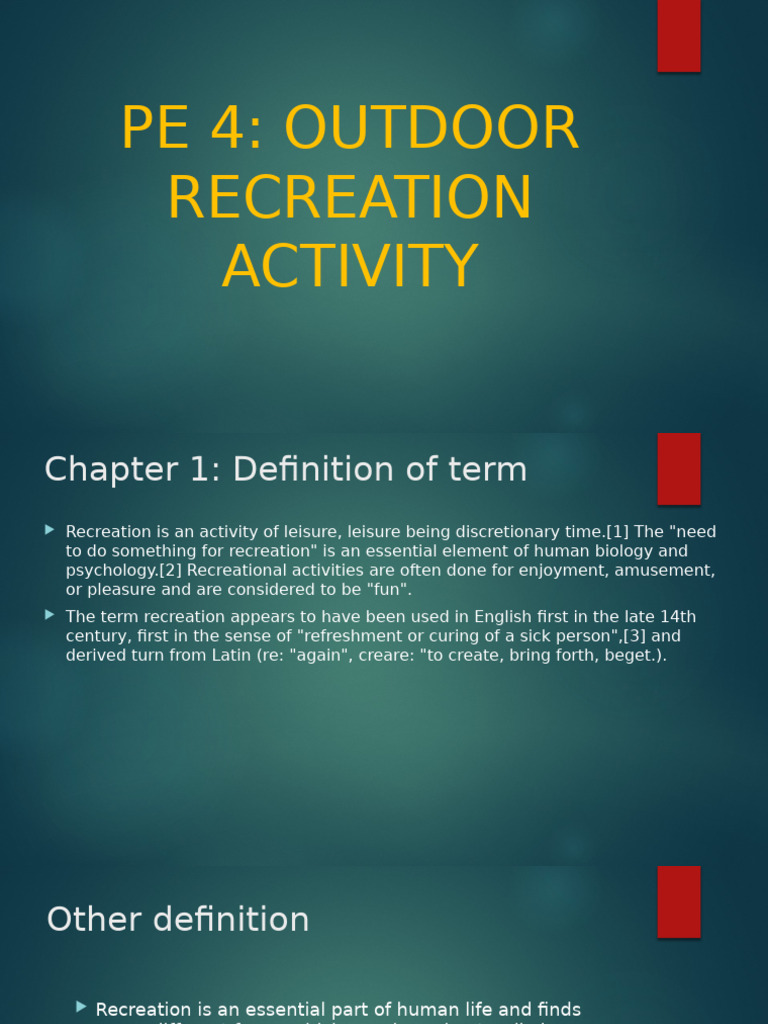 Outdoor Recreation Activities Guide | PDF | Recreation | Hyperthermia