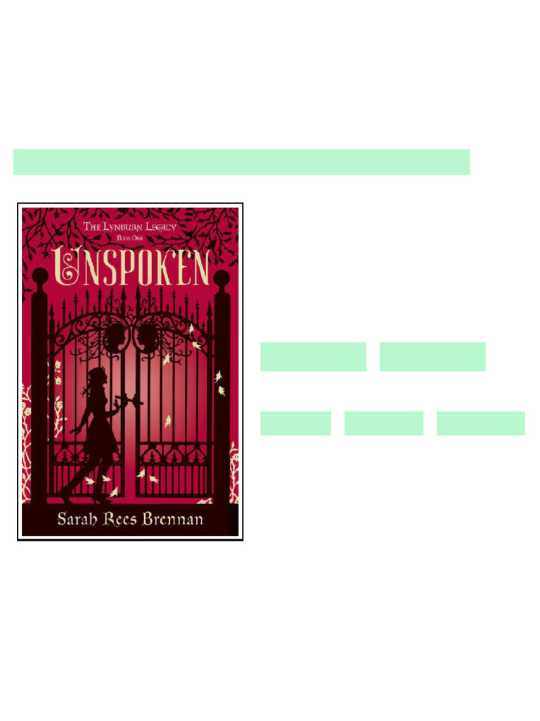Unspoken Sarah Rees Brennan Brennan Sarah Rees - ebook and textbook ...