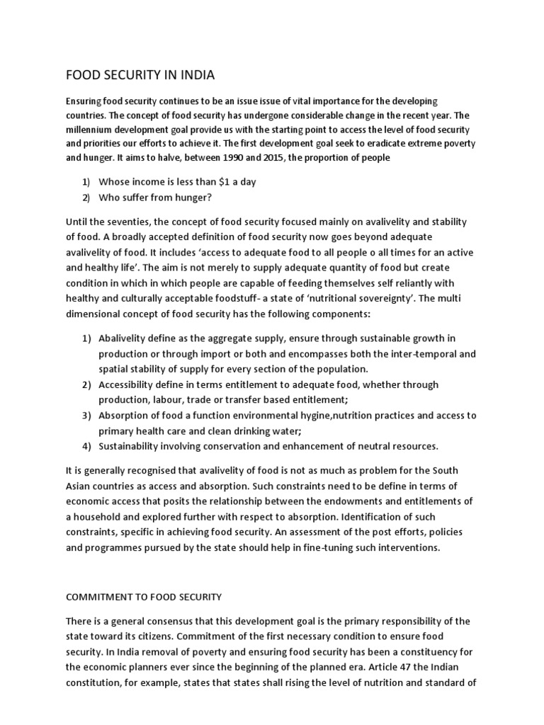 Food Security Challenges in India | PDF | Food Security | Hunger