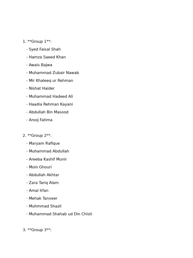Group Members List by Category | PDF
