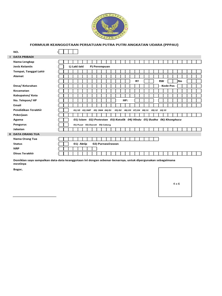 Formulir Keanggotaan PPPAU | PDF