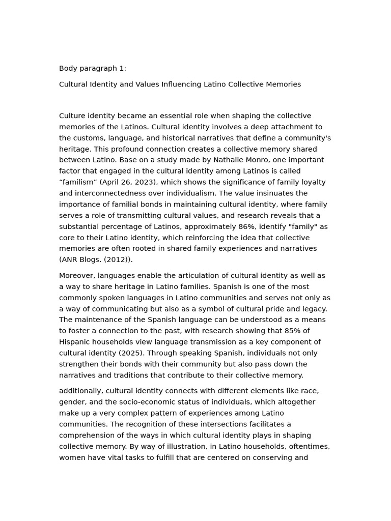 IWA Body Paragraph | PDF | Nostalgia | Identity (Social Science)