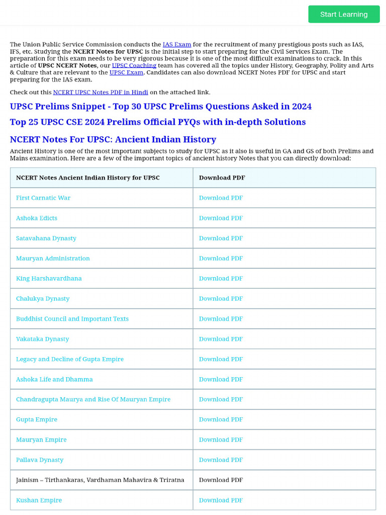 NCERT Notes For UPSC, Download NCERT Notes PDF For Free! | PDF