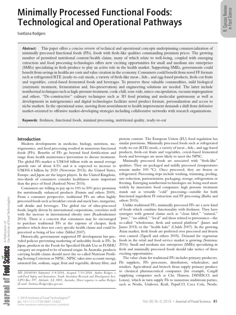 Minimally Processed Functional Foods Insights | PDF | Foods | Polyphenol