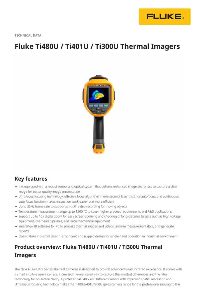Fluke Ti480U/401U/300U Thermal Imagers | PDF | Thermography | Infrared