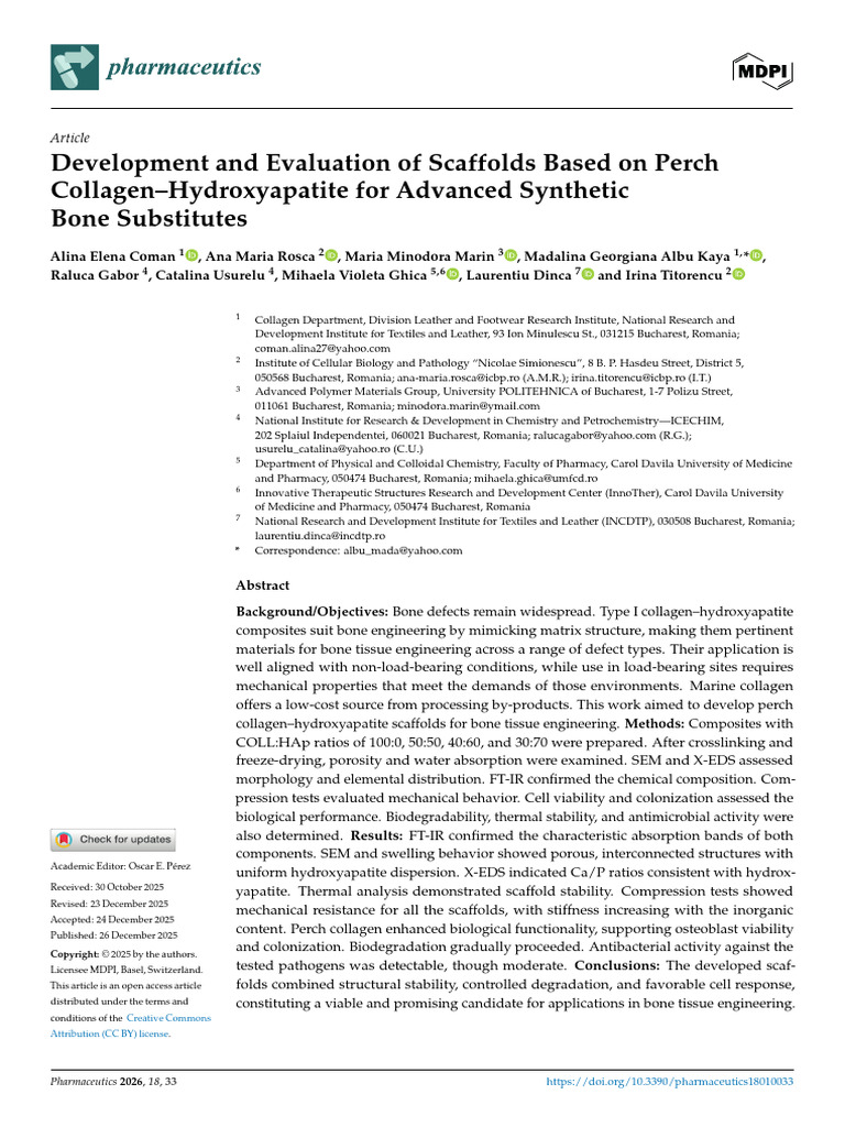 Perch Collagen-Hydroxyapatite Scaffolds for Bone Engineering | PDF ...