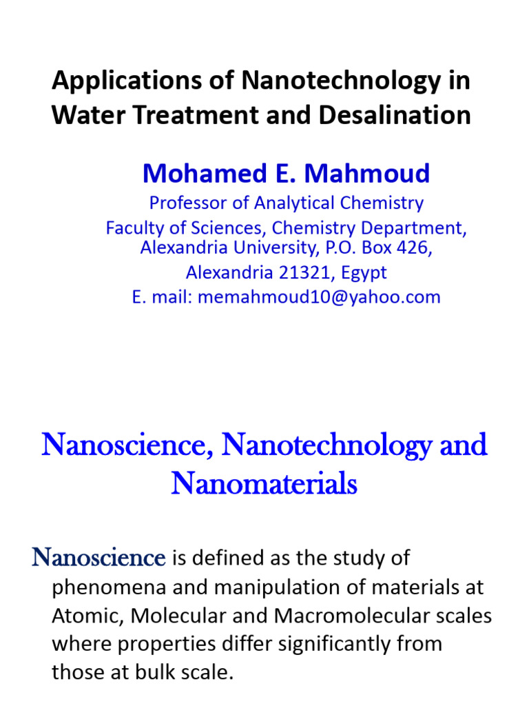 Nanotechnology in Water Treatment Solutions | PDF | Water Purification ...