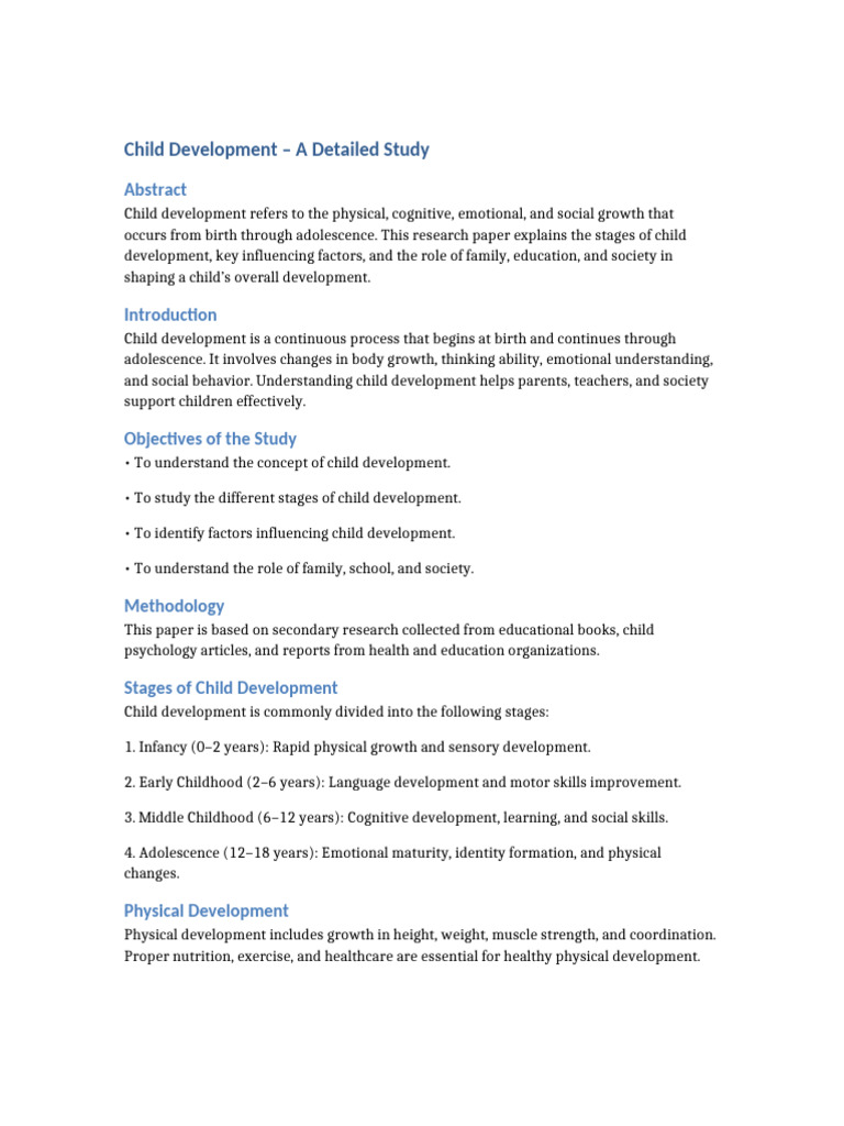Child Development Research Paper | PDF | Child Development | Adolescence