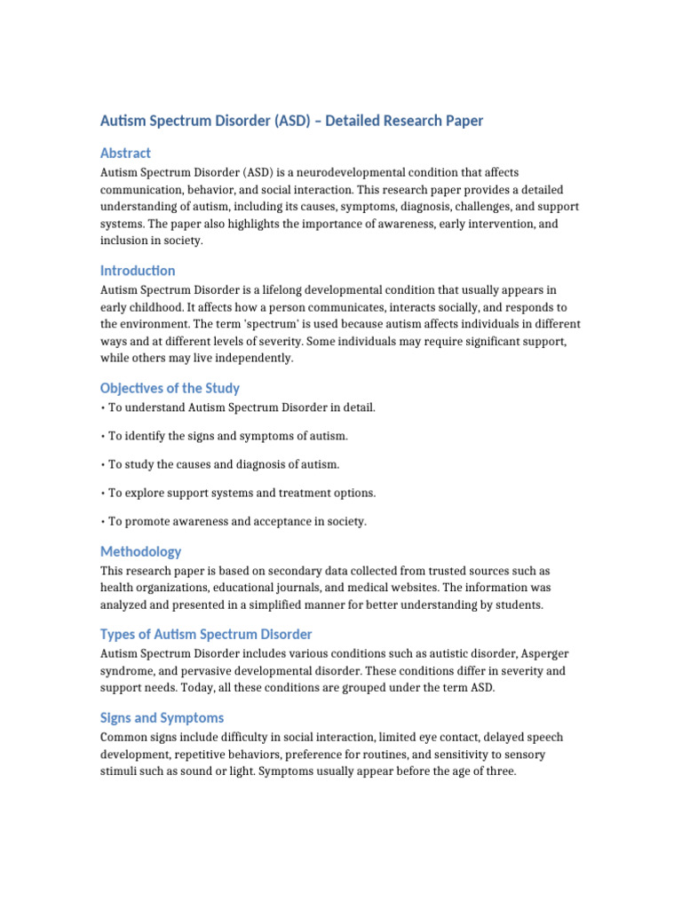 Expanded Autism Research Paper | PDF | Autism | Mental Health
