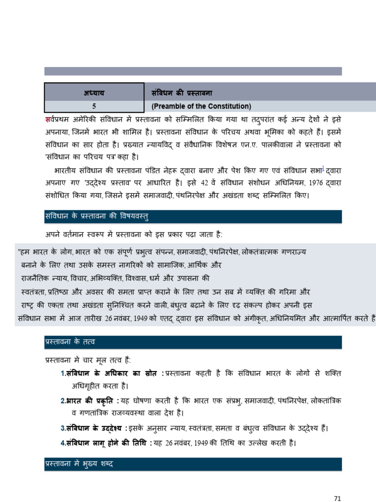 Preamble of The Indian Constitution | PDF