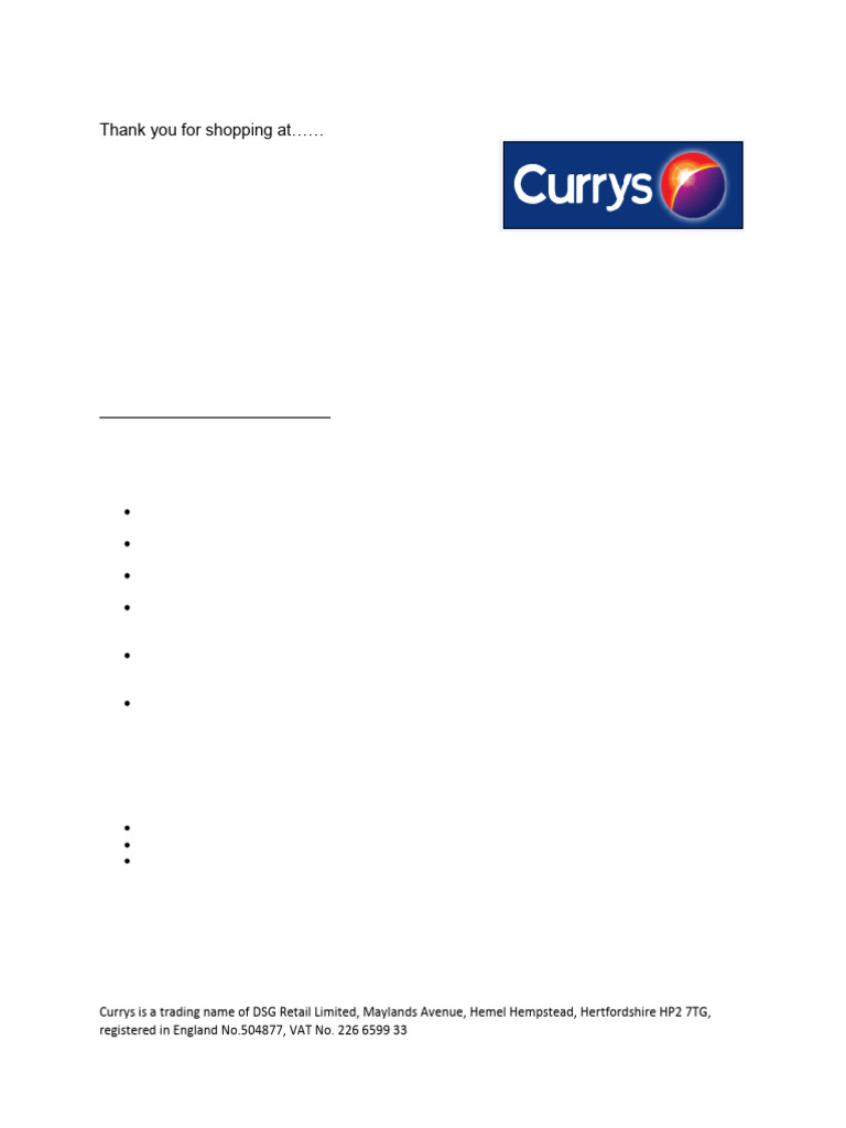 Currys Returns Policy Guide | PDF | Receipt | Business