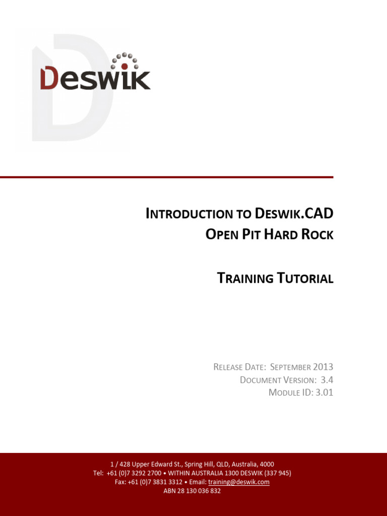 Deswik.CAD Open Pit Hard Rock Tutorial | PDF | Window (Computing ...