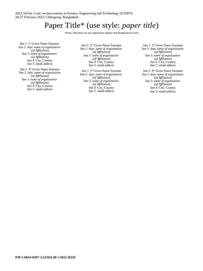 ICISET 2022 Paper Formatting Guide | PDF | International System Of ...