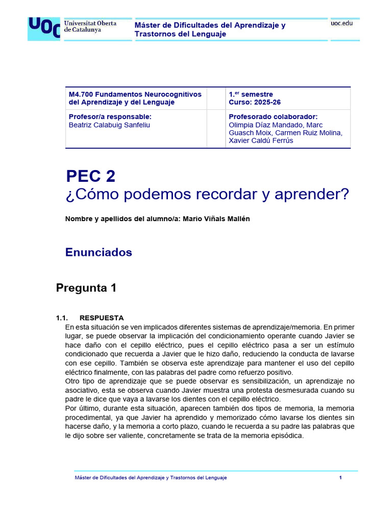 Mario Viñals M4.700 PEC2 | PDF | Lóbulo temporal | Memoria