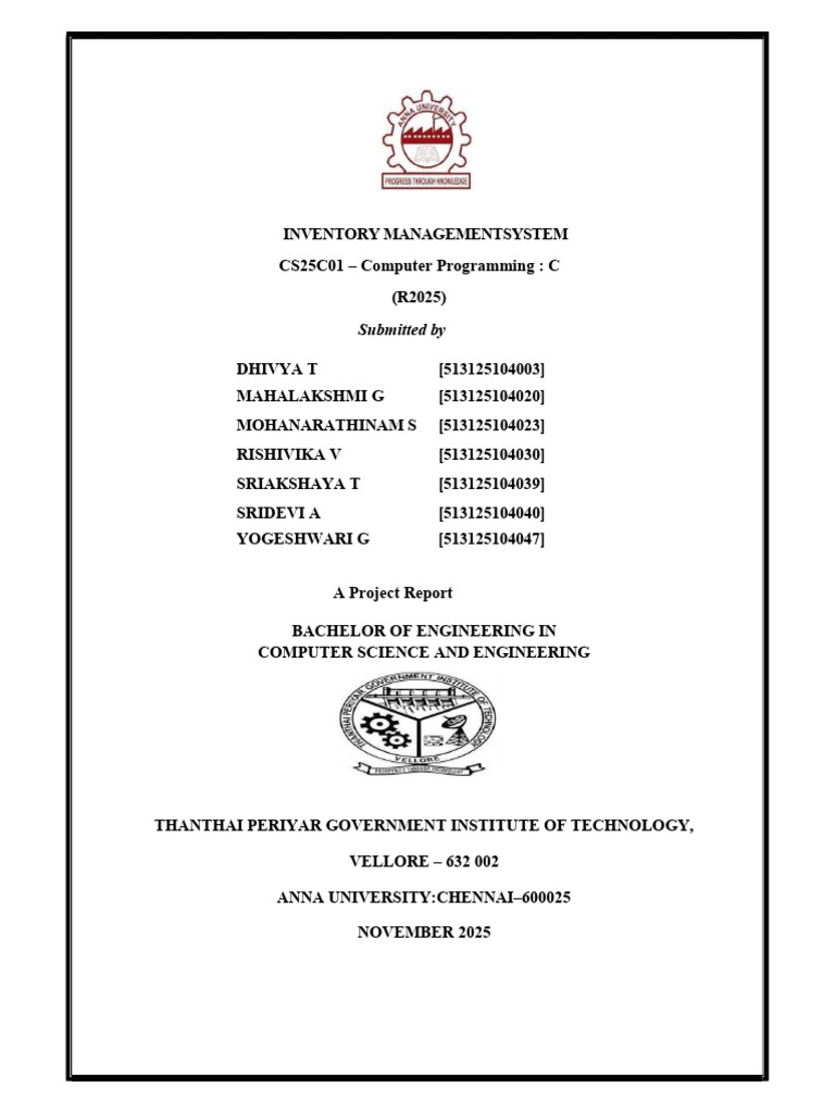 Project Front Page | PDF