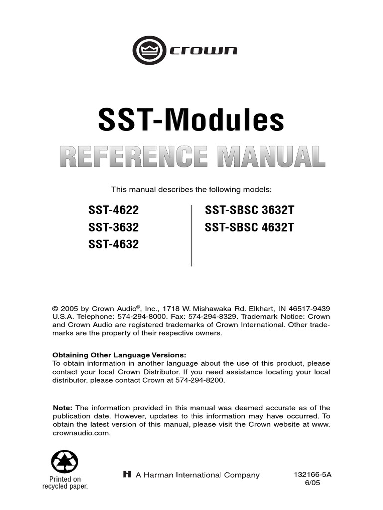 SST Modules Reference Manual 132166 2 | PDF | Loudspeaker | Amplifier