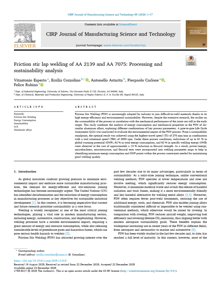 Friction Stir Welding of Aluminum Alloys | PDF | Life Cycle Assessment ...