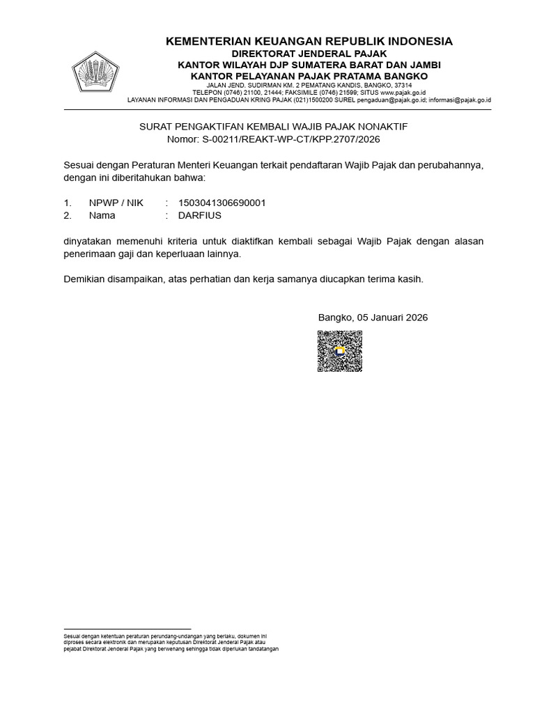 Status Update Notification Letter Reactivation a 05 Doc003b | PDF