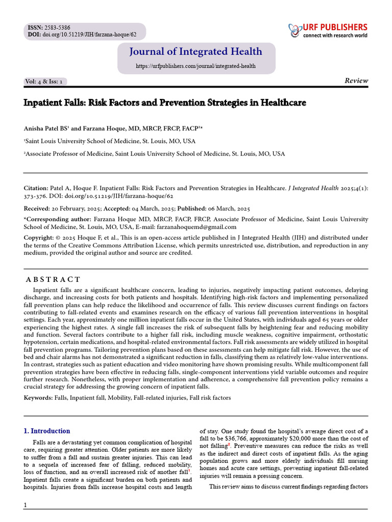 Inpatient Falls: Risks & Prevention Strategies | PDF | Clinical ...