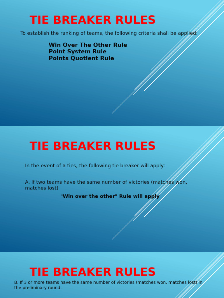 Tie Breaker Rules for Team Rankings | PDF