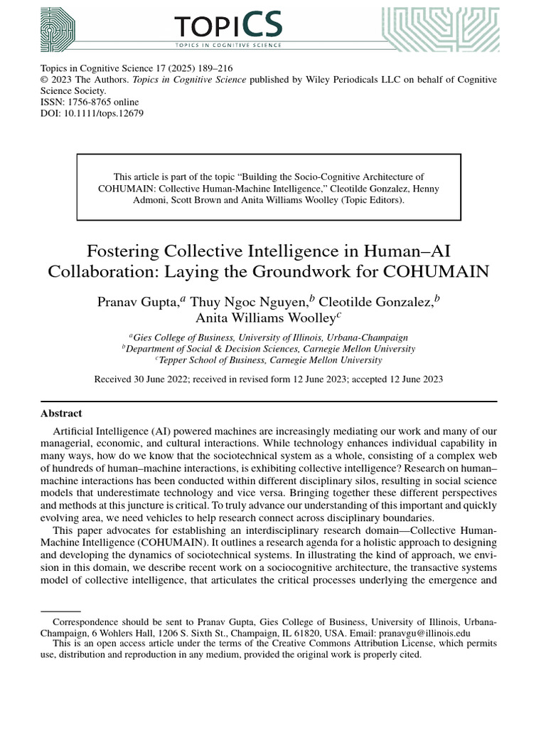Fostering Human-AI Collective Intelligence | PDF | Intelligence (AI ...