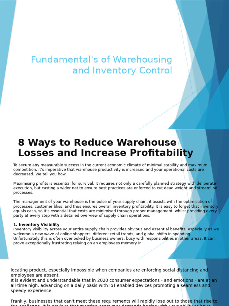 Fundamental's of Warehousing and Inventory Control | PDF | Warehouse ...