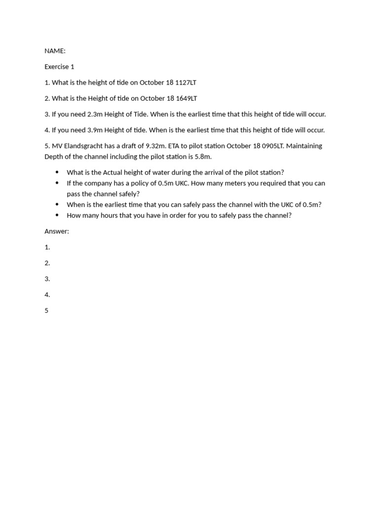 Tide Exercise | PDF