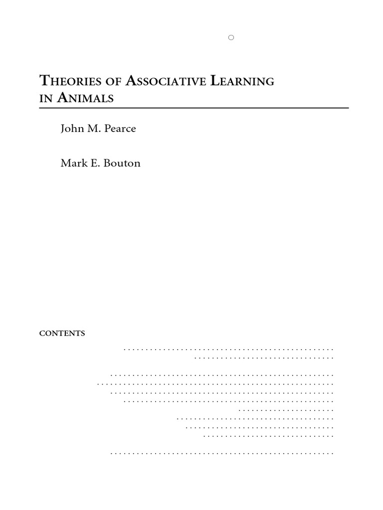 Associative Learning Theories in Animals | PDF | Classical Conditioning ...