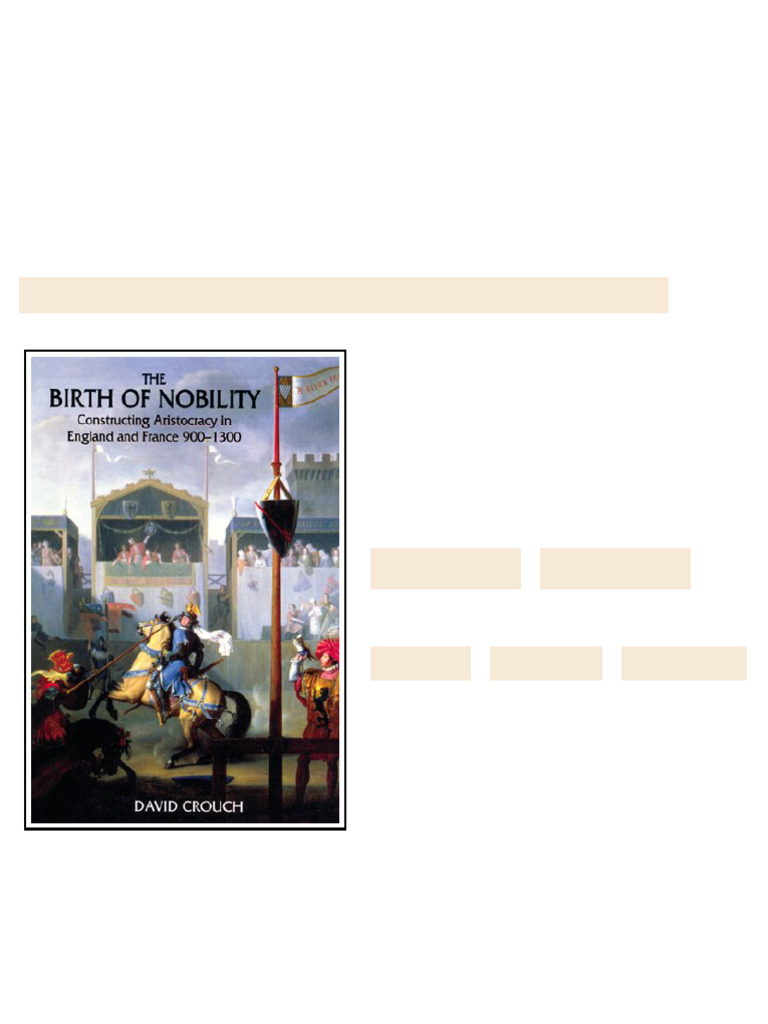 The Birth Of Nobility Constructing Aristocracy In England And France ...