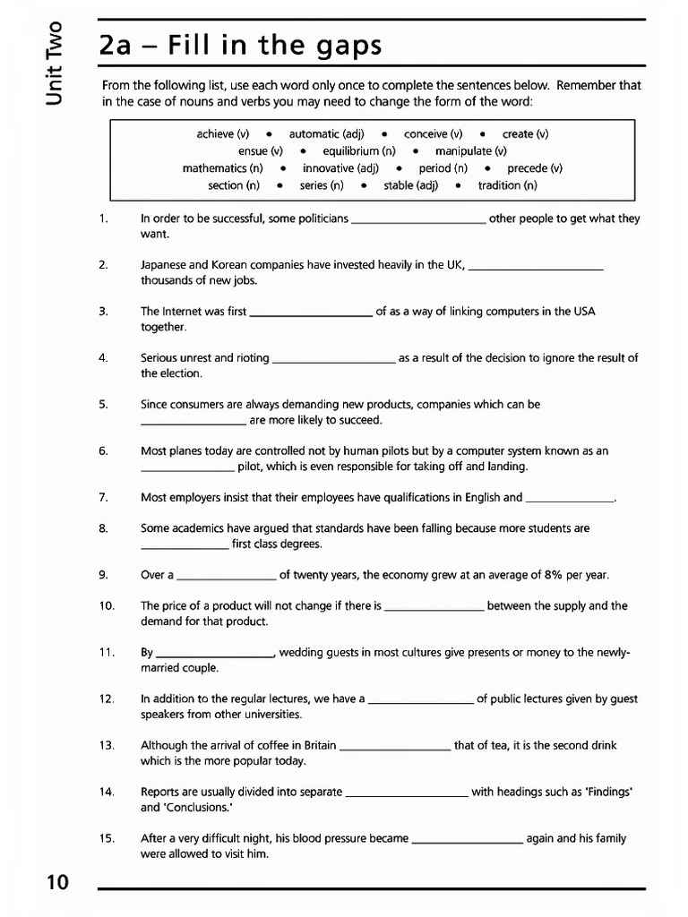 Vocabulary Practice Unit 2 | PDF