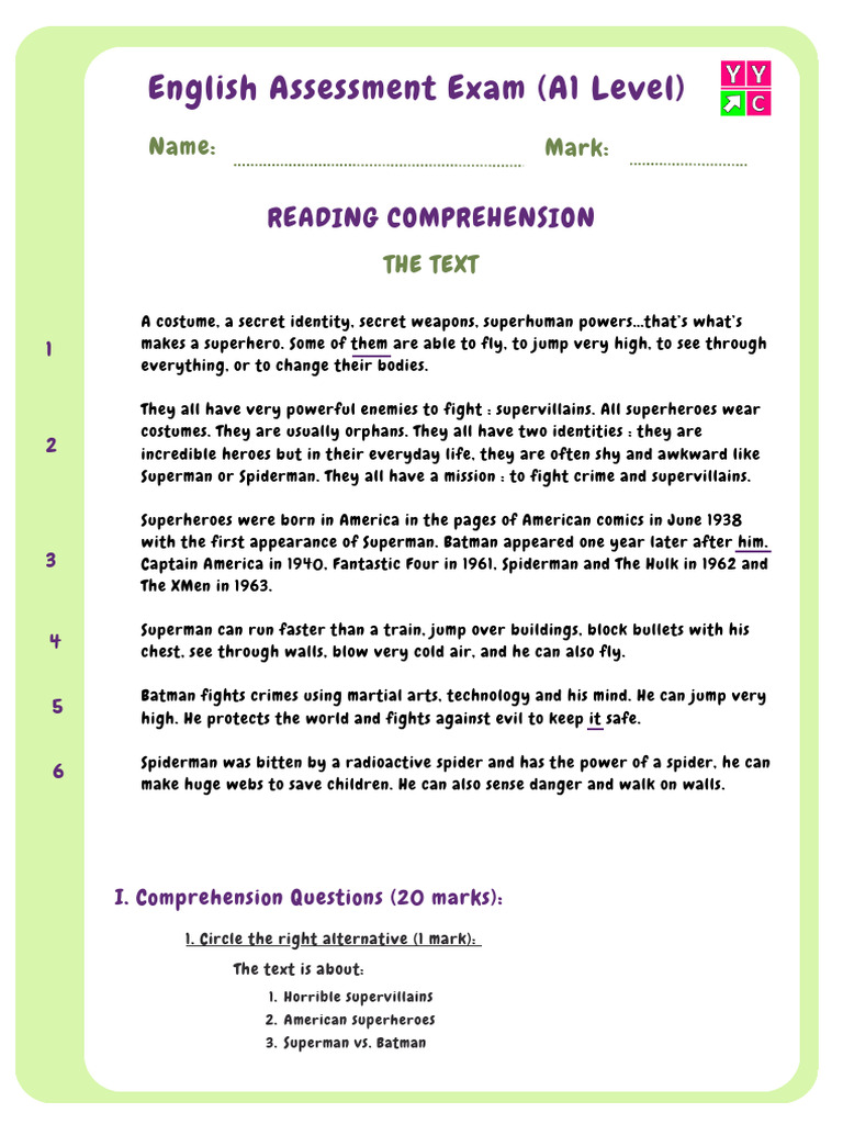 A1 6PM Exam | PDF | Spider Man | Superheroes