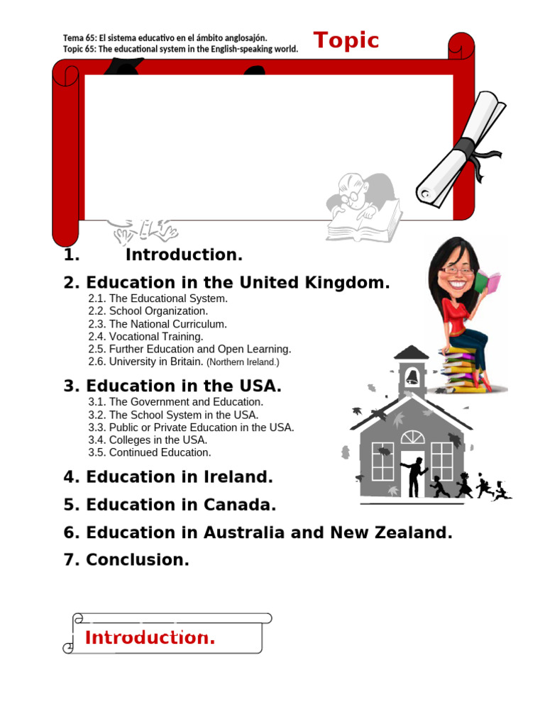Tema 65 THE EDUCATIONAL SYSTEM IN THE ENGLISH-SPEAKING WORLD | PDF ...