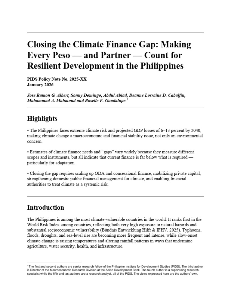 Climate Finance for Resilient Philippines | PDF | Climate Change ...
