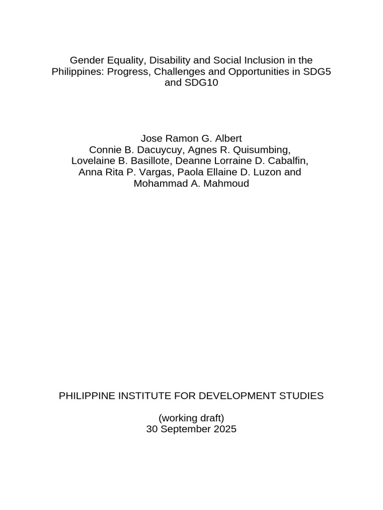 Gender Equality and Disability Inclusion in the Philippines | PDF ...