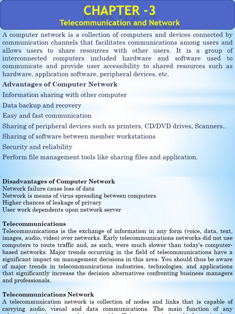 Chapter 3 Telecommunication and Network(Notes) | PDF | Network Topology ...
