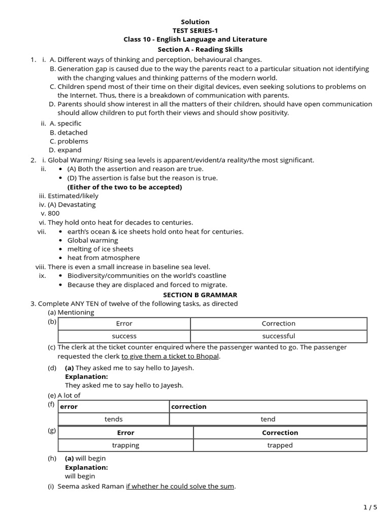 Solution English Test 01 (09!12!25) | PDF | Fast Food | Adolescence