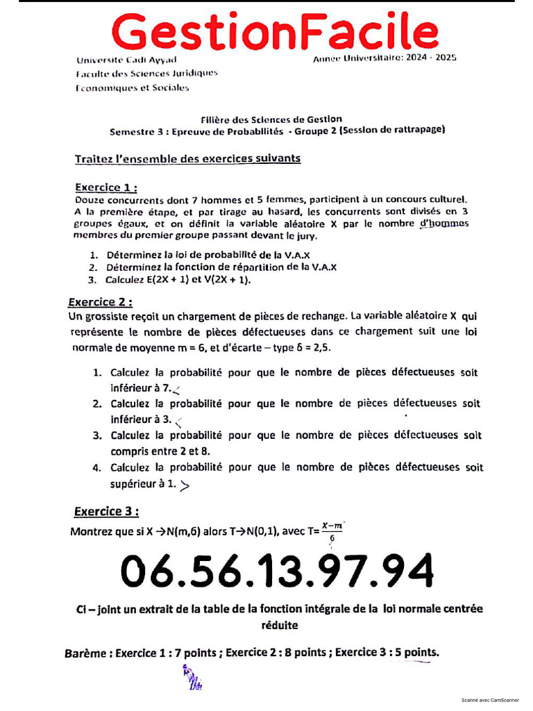 Correction D'examen Ratt 2025 Prof Rafik (By GestionFacile) | PDF