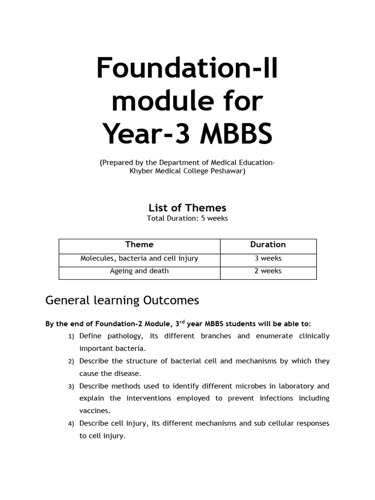 Year-3 MBBS Foundation-II Module | PDF | Bacteria | Pharmacology