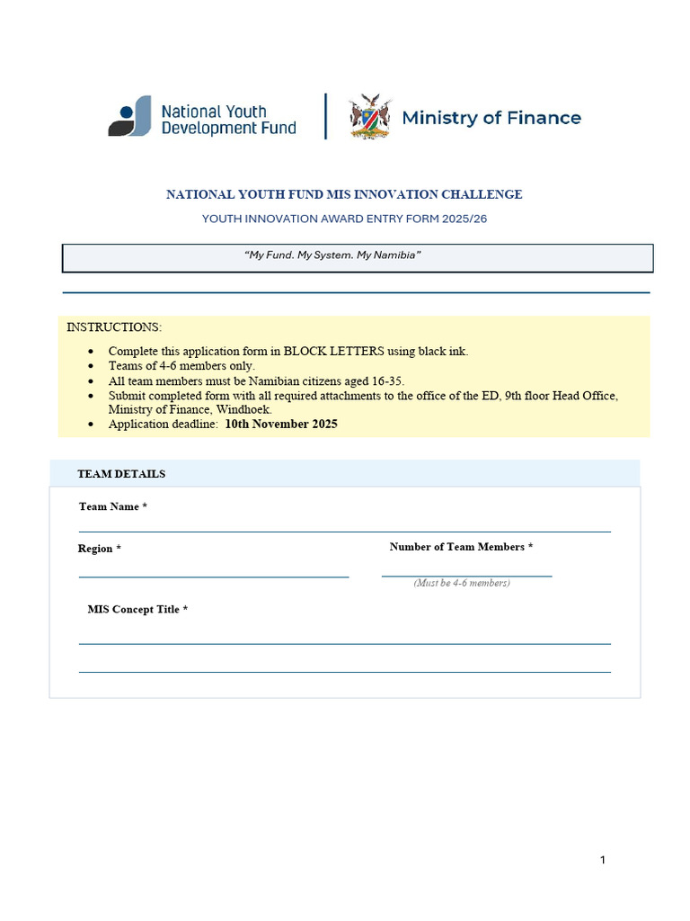 Namibia Youth Fund MIS Challenge 2025 | PDF | Computing