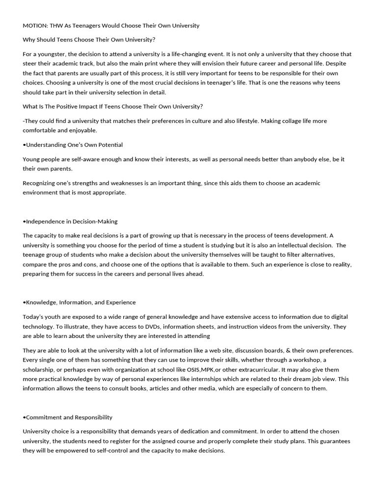 Debate Assignment | PDF | Adolescence | Knowledge