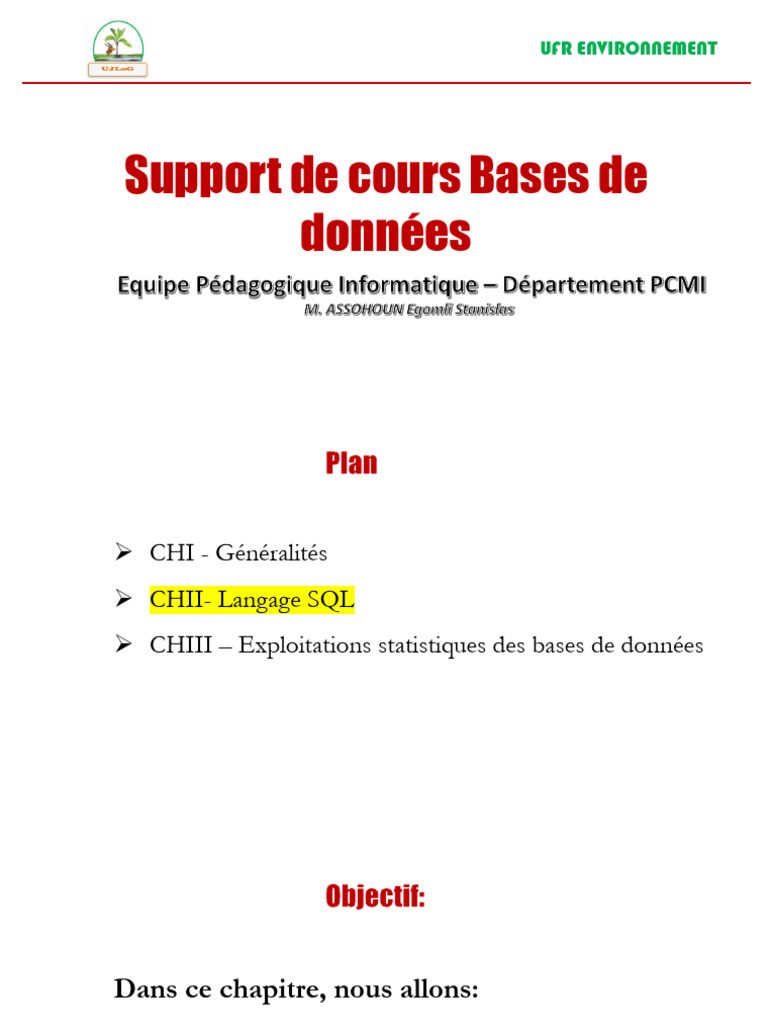 Introduction au langage SQL et MySQL | PDF | SQL | Base de données ...