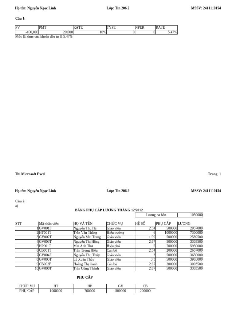 Excel 1 | PDF