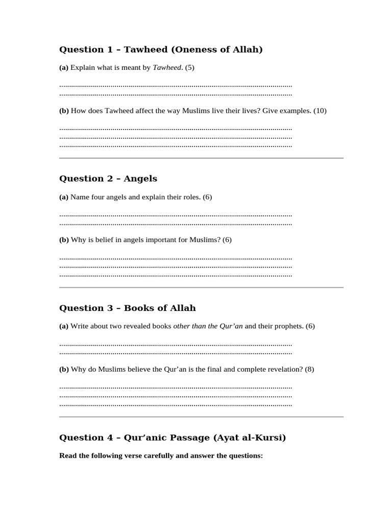 Understanding Tawheed and Islamic Beliefs | PDF | Tawhid | God In Islam