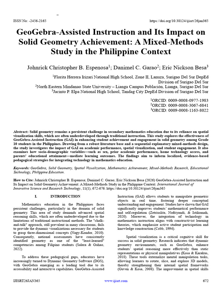 GeoGebra's Impact on Solid Geometry Learning | PDF | Constructivism ...