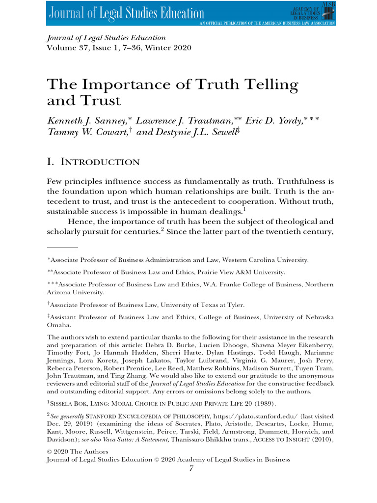 Truth Telling and Trust in Ethics | PDF | Truth | Starbucks